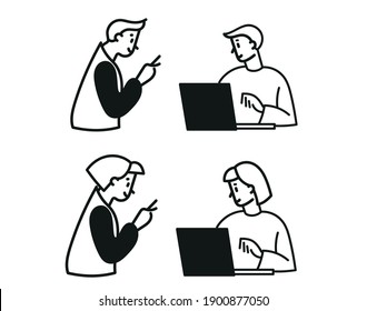 vector icon human worker black and white logo