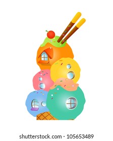 Helado de icono del vector