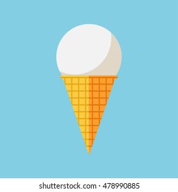 Vector icon of ice cream ball in waffle cone