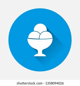 Vector icon ice cream . Ice cream illustration on a blue background a flat image with a long shadow. Layers grouped for easy editing illustration. For your design