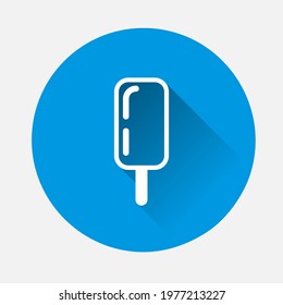 Vector icon ice cream. Ice cream illustration icon on blue background. Flat image with long shadow.