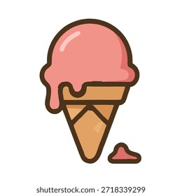 Vector Icon Ice cream melting slightly