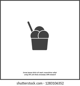 Vector icon ice cream on transparent  background. Ice cream illustration on white isolated background. Layers grouped for easy editing illustration. For your design.