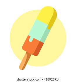 Vector icon with ice cream on white background in flat style. 