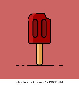 Vector icon of ice cream stick. Ice cream sticks that have been bitten. Flat icon vector in a minimalist style