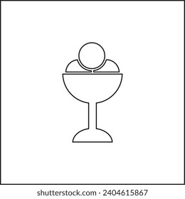 Icono vector helado tres bolas, contorno color de estilo plano negro