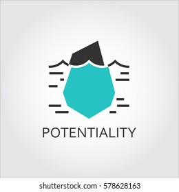 Vector Icon Of Iceberg, Hidden Potential And Opportunity Concept. Logo In Flat Style. Black And Green Shape Pictograph Ffor Button, Websites, Mobile Apps And Other Design Needs. Contour Silhouette