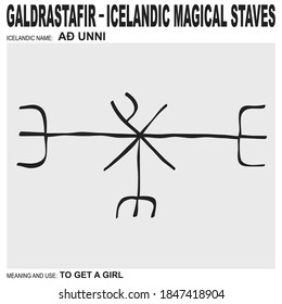 vector icon with Icelandic magical staves Ad unni. Symbol symbol means and is used for get a girl