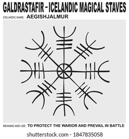 vector icon with Icelandic magical staves Aegishjalmur. Symbol symbol means and is used for protect the warior and prevail in battle