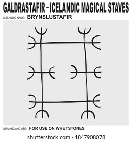 vector icon with Icelandic magical staves Brynslustafir. Symbol means and is used on whetstones