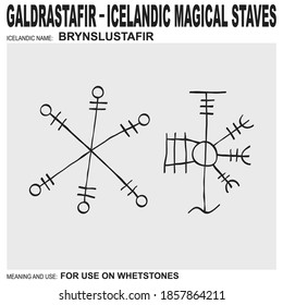 vector icon with Icelandic magical staves Brynslustafir. Symbol means and is used on whetstones