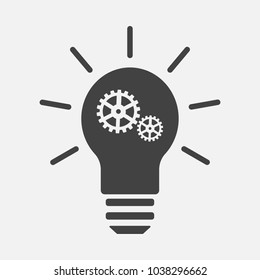 Vector icon  idea arose. Icon of  light bulb with a gear