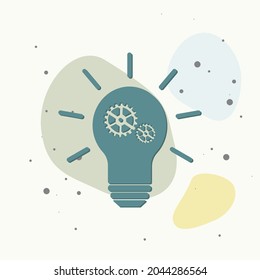Vector icon  idea arose. Icon of  light bulb with a gear on multicolored background. Layers grouped for easy editing illustration. For your design.
