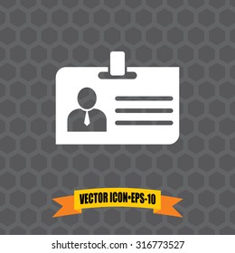 Vector Icon of Identity Card on Dark Gray Background. Eps.10.