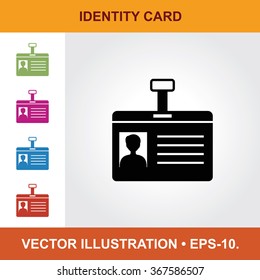 Vector Icon Of Identity Card With Title & Small Multicolored Icons. Eps-10.