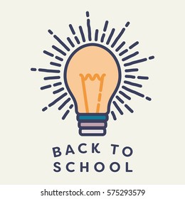Vector icon of an illuminated light bulb with text back to school