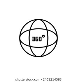 Vector icon illustration of a 360 degree angle, representing a full circle and completeness