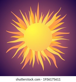 Vector icon illustration. Abstract sun on dark background.