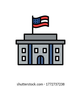 vector icon illustration America's flag White House in Washington DC