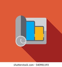 Vector icon illustration with appartament or home blue print in flat design style