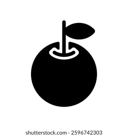 Vector icon illustration of an apple with leaves