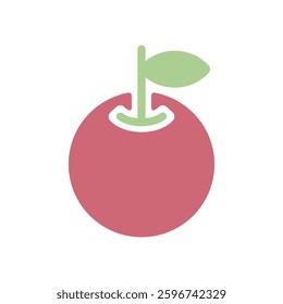 Vector icon illustration of an apple with leaves