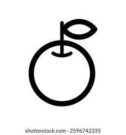 Vector icon illustration of an apple with leaves