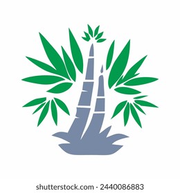 Ilustración de un árbol de bambú con hojas verdes