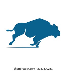 Vector Icon Illustration Of A Bison Running