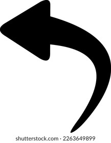 vector icon illustration of a black arrow pointing to the left side