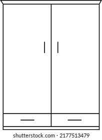 vector icon illustration black wardrobe with four clothes storage