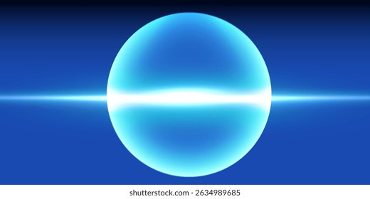 Vector icon illustration. Blue bubble sphere protection shield with particles of sparkles and light beams.
