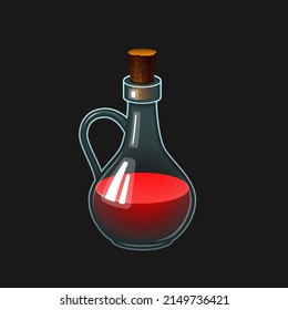 Ilustración vectorial de botellas con una opción. Vaso de vidrio con bebida coloreada. Matraz.