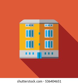 Vector icon or illustration with building in flat design style