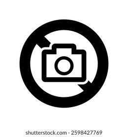 Vector icon illustration of a camera mark with a ban symbol.
