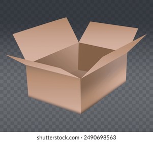 Vector icon and illustration of a cardboard box used for gifts, delivery, cargo transportation and packaging. Empty and open box.