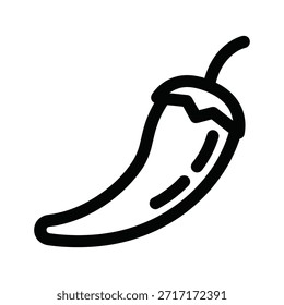 Ilustração em ícone de vetor de pimenta chili. Pimenta picante quente esboçado para comida saudável, tempero, aroma, cozinha mexicana e ingrediente de condimento.