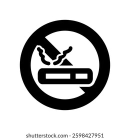 Vector icon illustration of a cigarette and prohibition symbol.