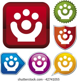 Vector icon illustration of circus over diverse buttons Only global colors. CMYK. Easy color and proportions changes.