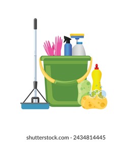 vector icon illustration of cleaning products,