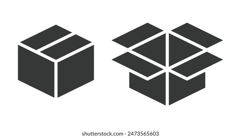 vector icon illustration of a closed and open box with a black theme