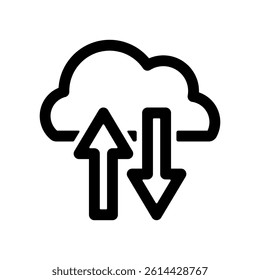 Vector icon illustration of a cloud with up and down arrows.