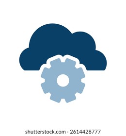 Vector icon illustration of cloud setting image with illustration of gears in clouds.