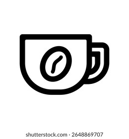 Vector icon illustration of coffee image. Color is black.