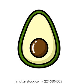 Vector icon illustration. Colorful avocado. Isolated on white background.