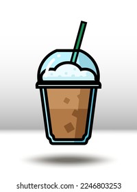 Vector icon illustration. Colorful frappe coffee. Isolated on white background.