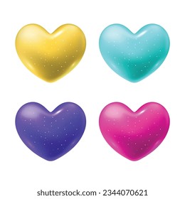 Vector icon illustration colorful heart sparkles isolated on white background.