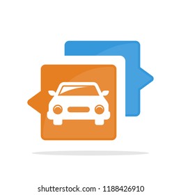 Vector icon illustration with the concept of communicating and sharing information about automotive cars, transportation