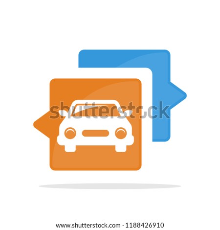 Vector icon illustration with the concept of communicating and sharing information about automotive cars, transportation
