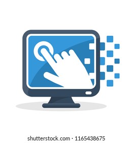 Vector icon illustration with the concept of digital communication, about clicking on internet content information